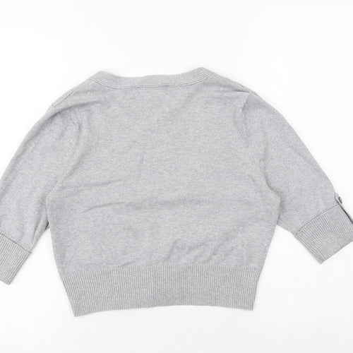 Sweater Project Womens Grey V-Neck Cotton Cardigan Jumper Size M