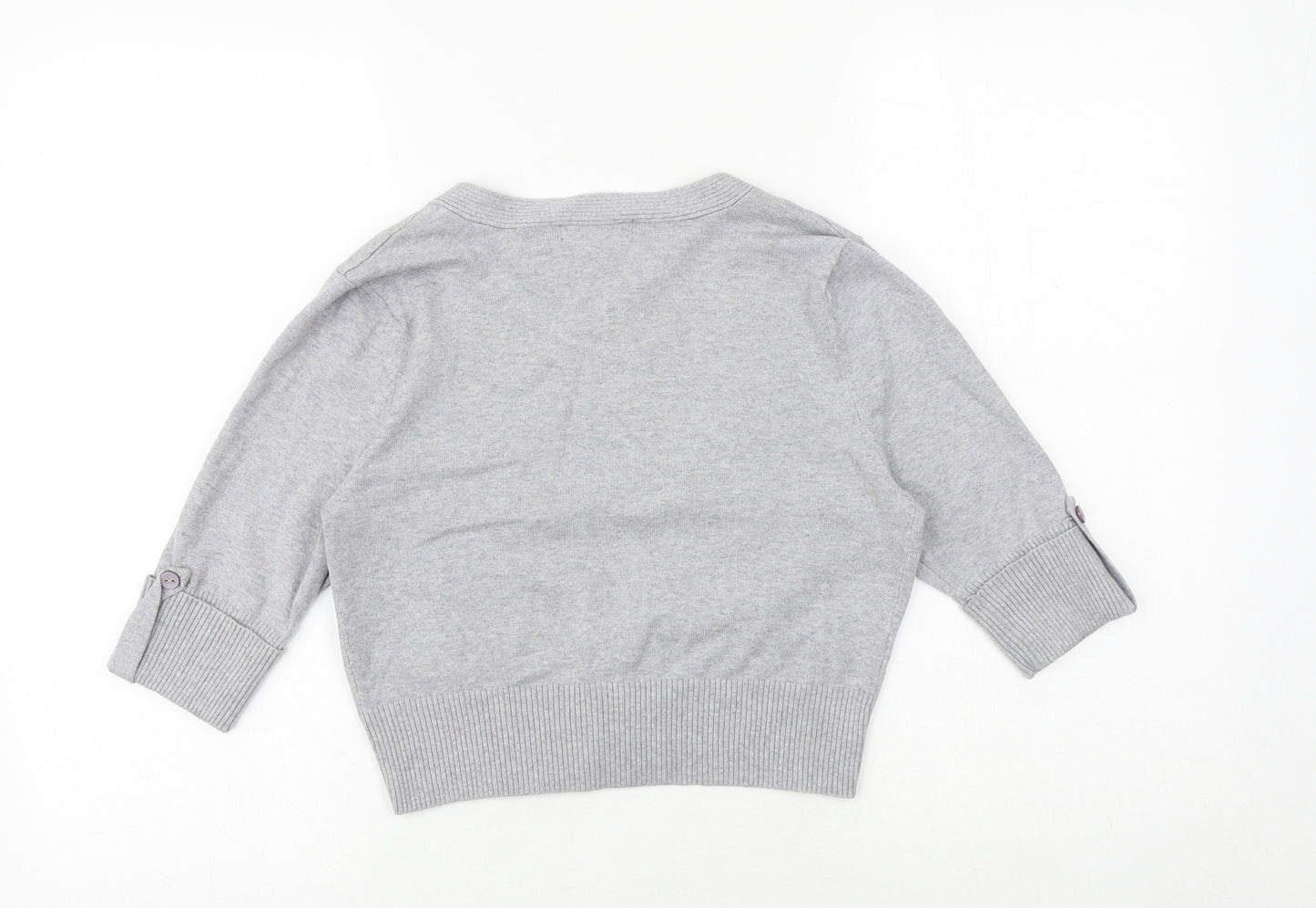 Sweater Project Womens Grey V-Neck Cotton Cardigan Jumper Size M