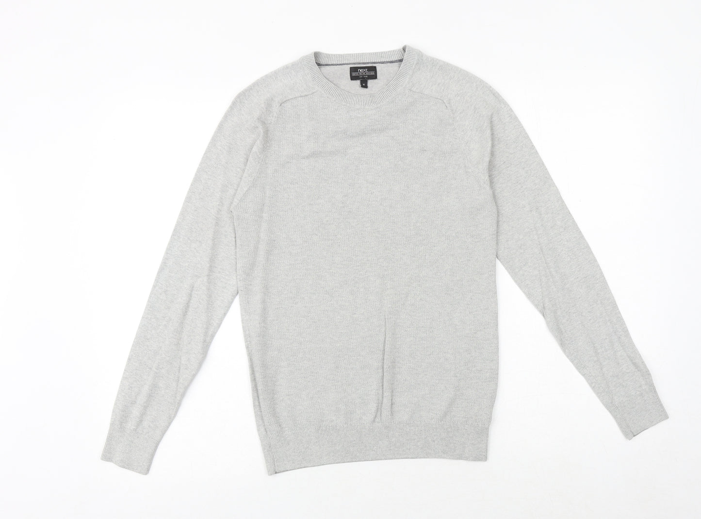 NEXT Mens Grey Round Neck Cotton Pullover Jumper Size XS Long Sleeve