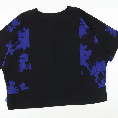Phase Eight Womens Black Geometric Polyester Basic Blouse Size S Round Neck