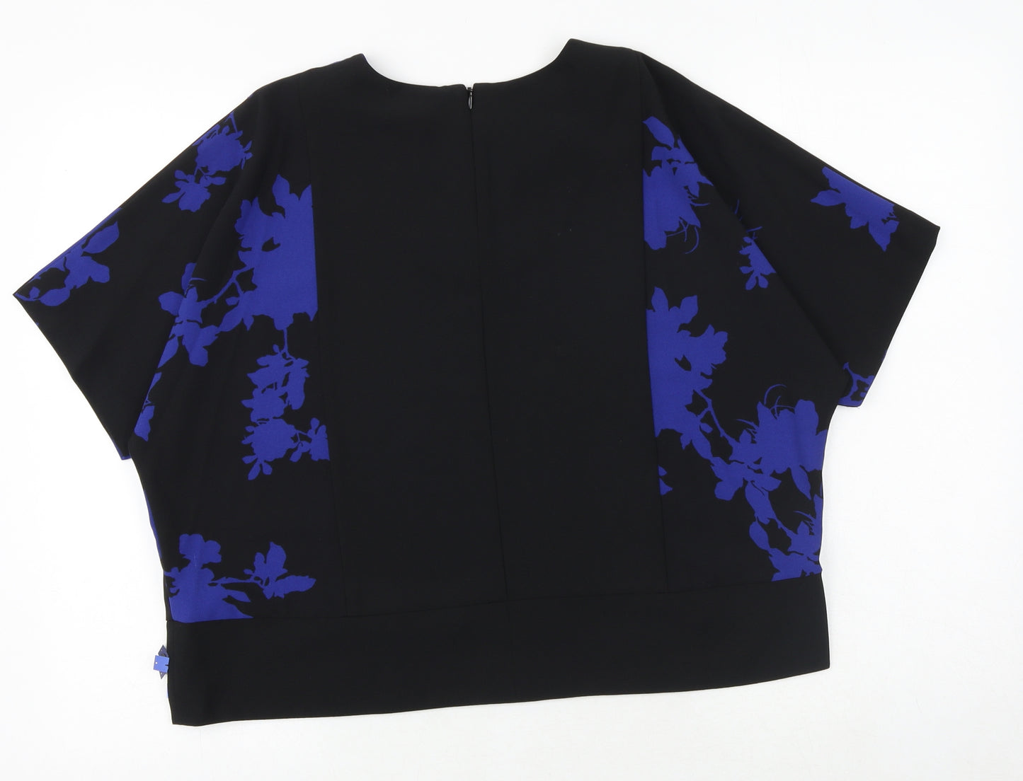 Phase Eight Womens Black Geometric Polyester Basic Blouse Size S Round Neck