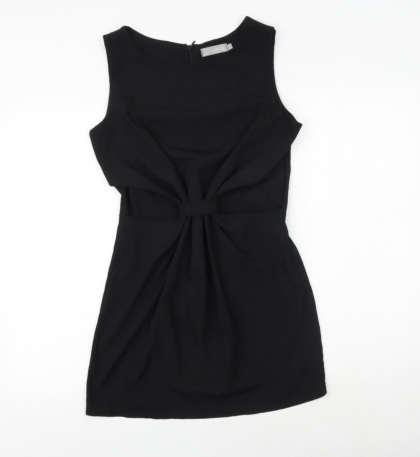 Love Womens Black Polyester A-Line Size M Round Neck Zip