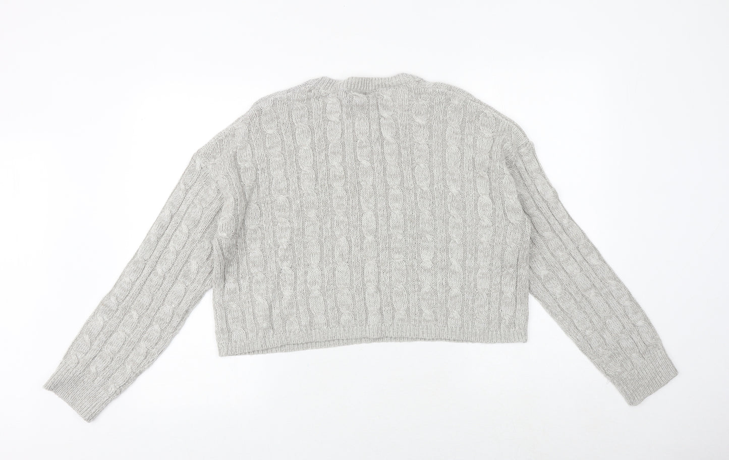 New Look Womens Grey Round Neck Acrylic Pullover Jumper Size L
