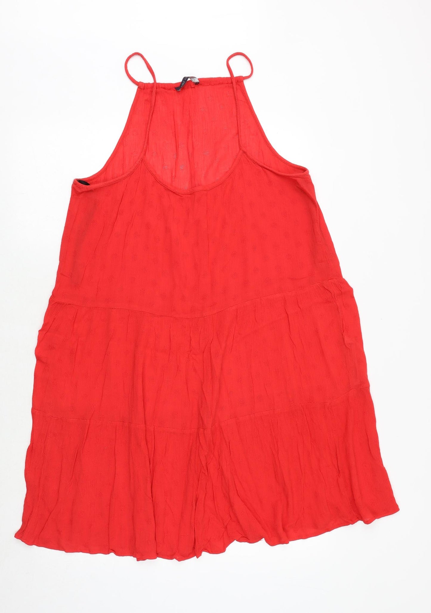 Marks and Spencer Womens Red Geometric Viscose Trapeze & Swing Size 12 Scoop Neck Pullover