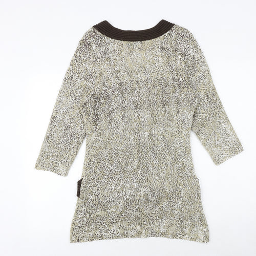 Just Elegance Womens Brown Round Neck Acrylic Pullover Jumper Size M