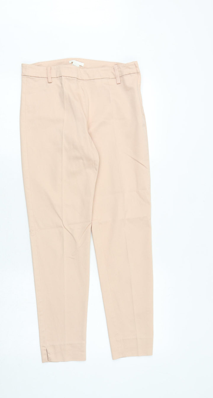 H&M Womens Pink Viscose Chino Trousers Size 8 Regular Zip