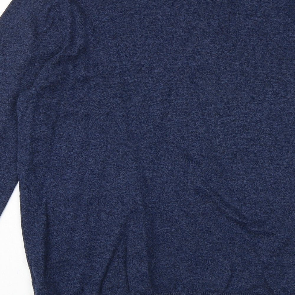 Topman Mens Blue V-Neck Cotton Pullover Jumper Size M Long Sleeve