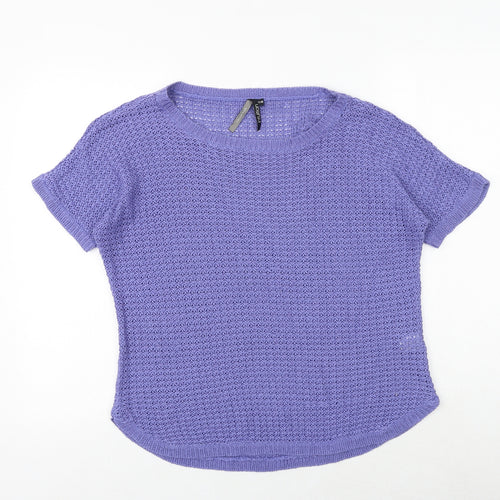 INTUITION Womens Purple Round Neck Acrylic Pullover Jumper Size 16
