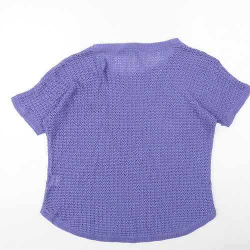 INTUITION Womens Purple Round Neck Acrylic Pullover Jumper Size 16