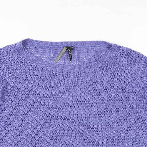 INTUITION Womens Purple Round Neck Acrylic Pullover Jumper Size 16