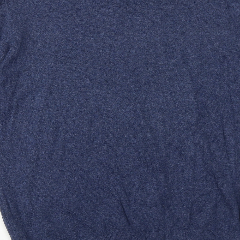 H&M Mens Blue Round Neck Cotton Pullover Jumper Size M Long Sleeve