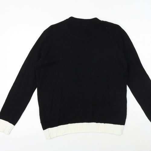Select Womens Black Round Neck Acrylic Pullover Jumper Size M - Christmas Rudolph