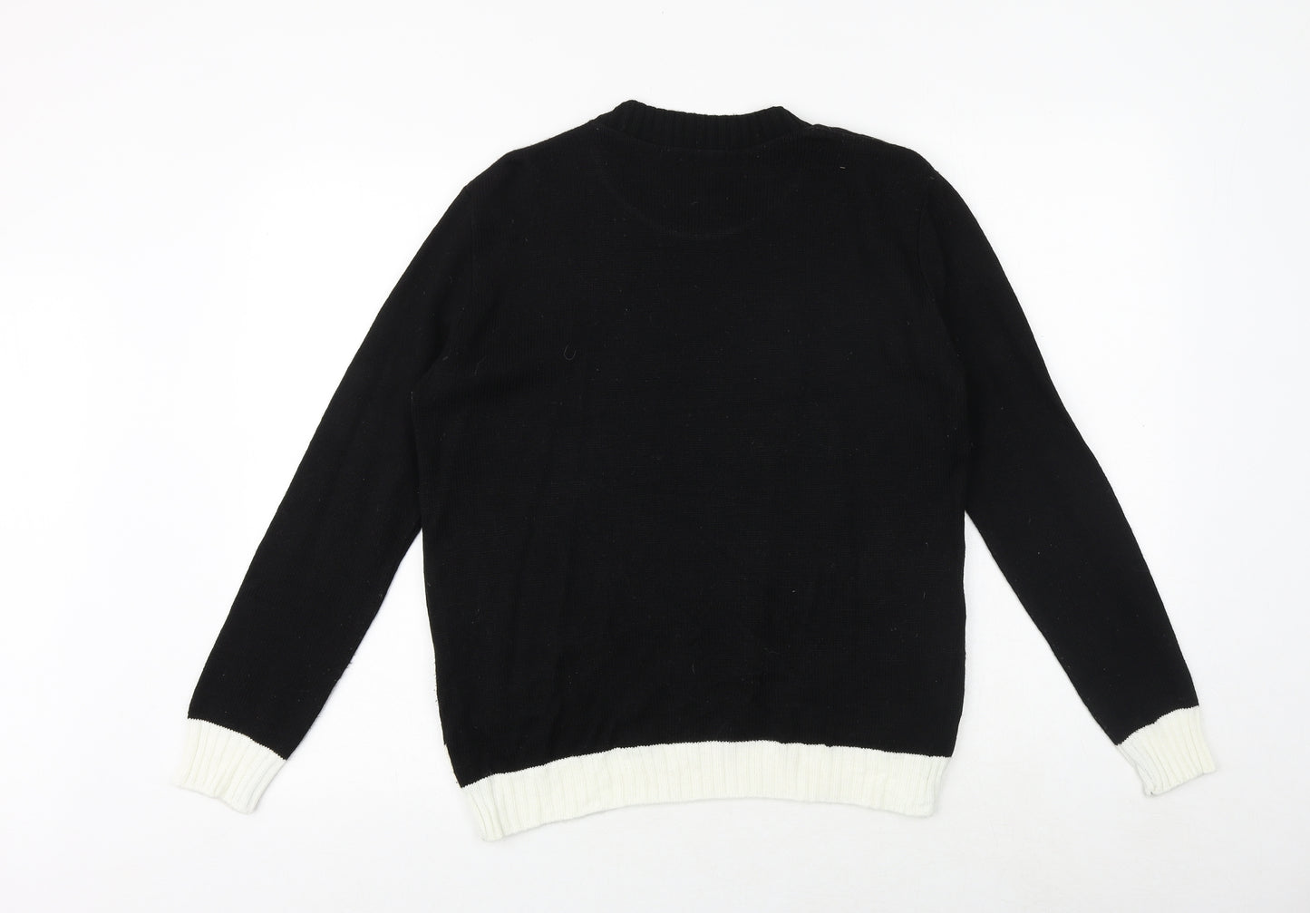 Select Womens Black Round Neck Acrylic Pullover Jumper Size M - Christmas Rudolph