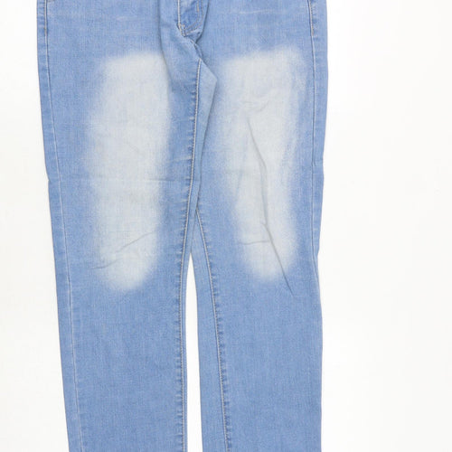Qizhen Womens Blue Cotton Straight Jeans Size 32 in Regular Button