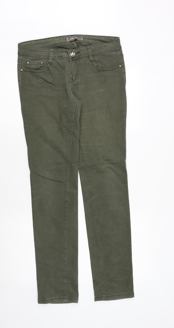 Osika Jeans Womens Green Cotton Straight Jeans Size 32 in Regular Zip
