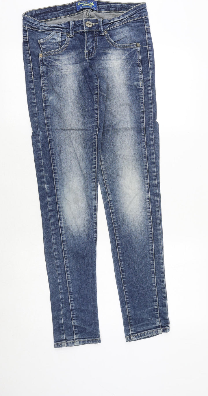 slivillim Womens Blue Cotton Skinny Jeans Size 8 Regular Zip