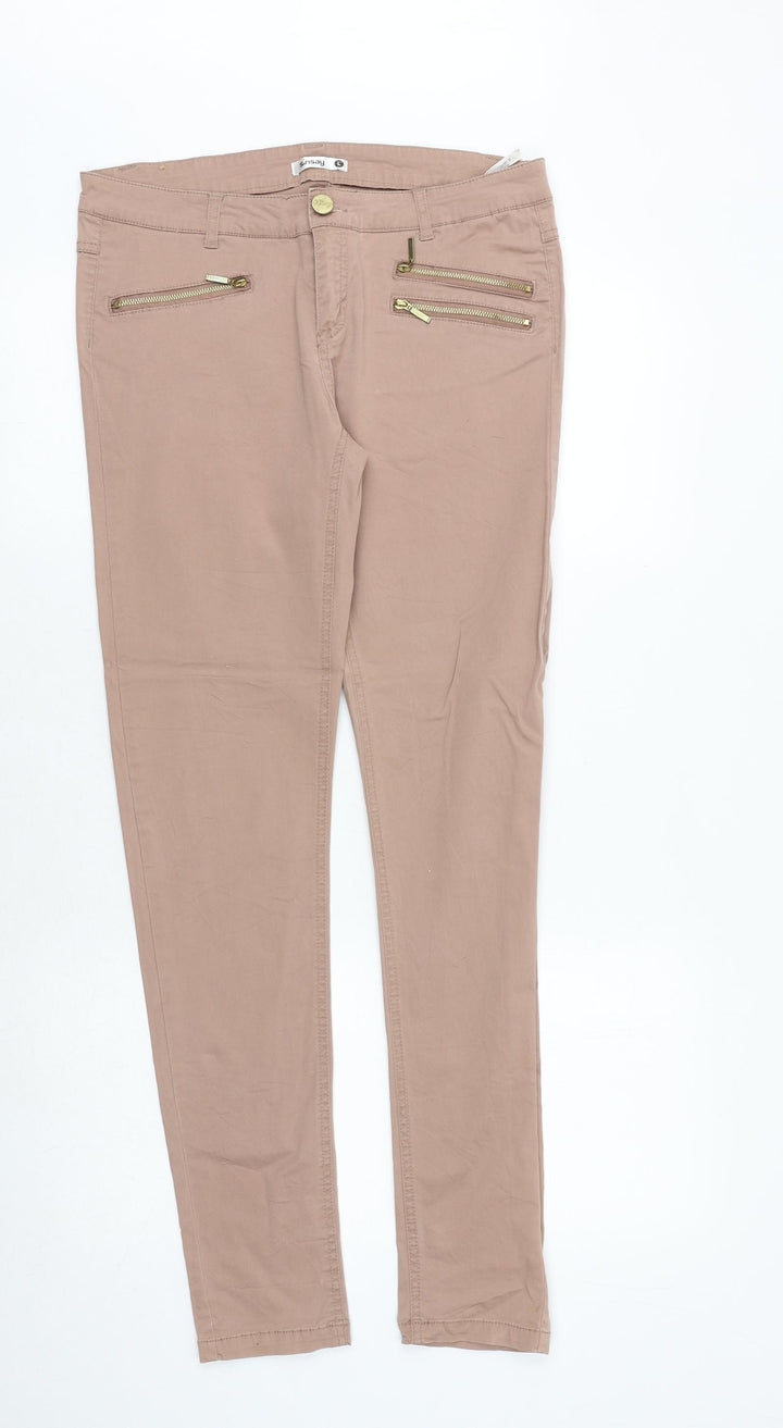 sinsay Womens Pink Cotton Skinny Jeans Size L Regular Zip