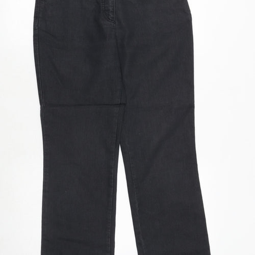 Marks and Spencer Womens Black Cotton Straight Jeans Size 10 Regular Button