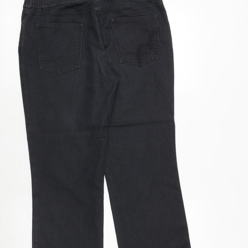 Marks and Spencer Womens Black Cotton Straight Jeans Size 10 Regular Button