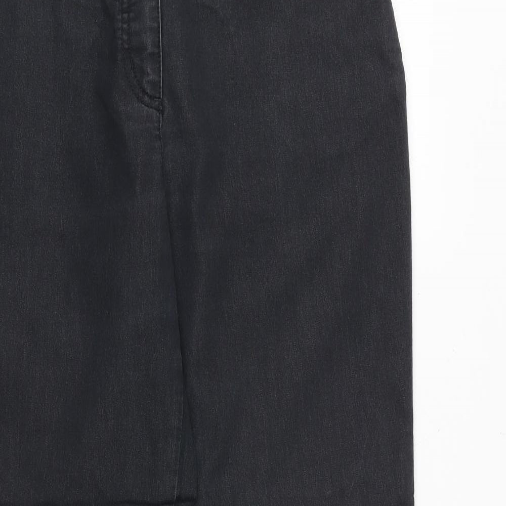 Marks and Spencer Womens Black Cotton Straight Jeans Size 10 Regular Button