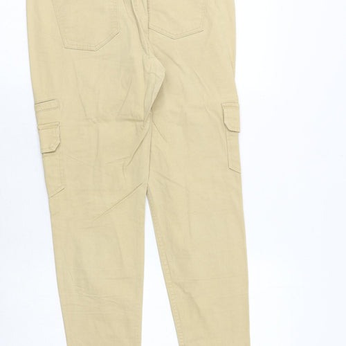 Cropp Womens Beige Polyester Cargo Trousers Size L Regular Zip