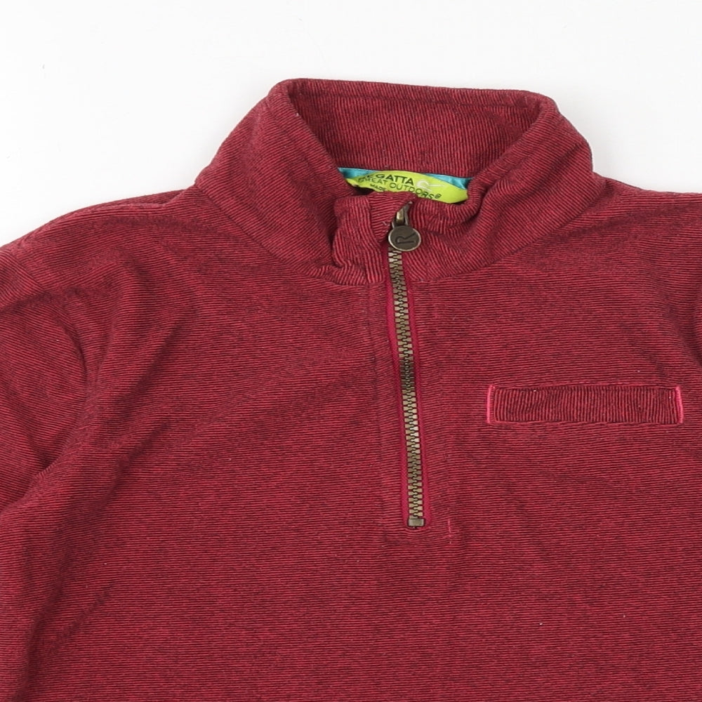 Regatta Boys Red Geometric Polyester Pullover Sweatshirt Size 7-8 Years Zip