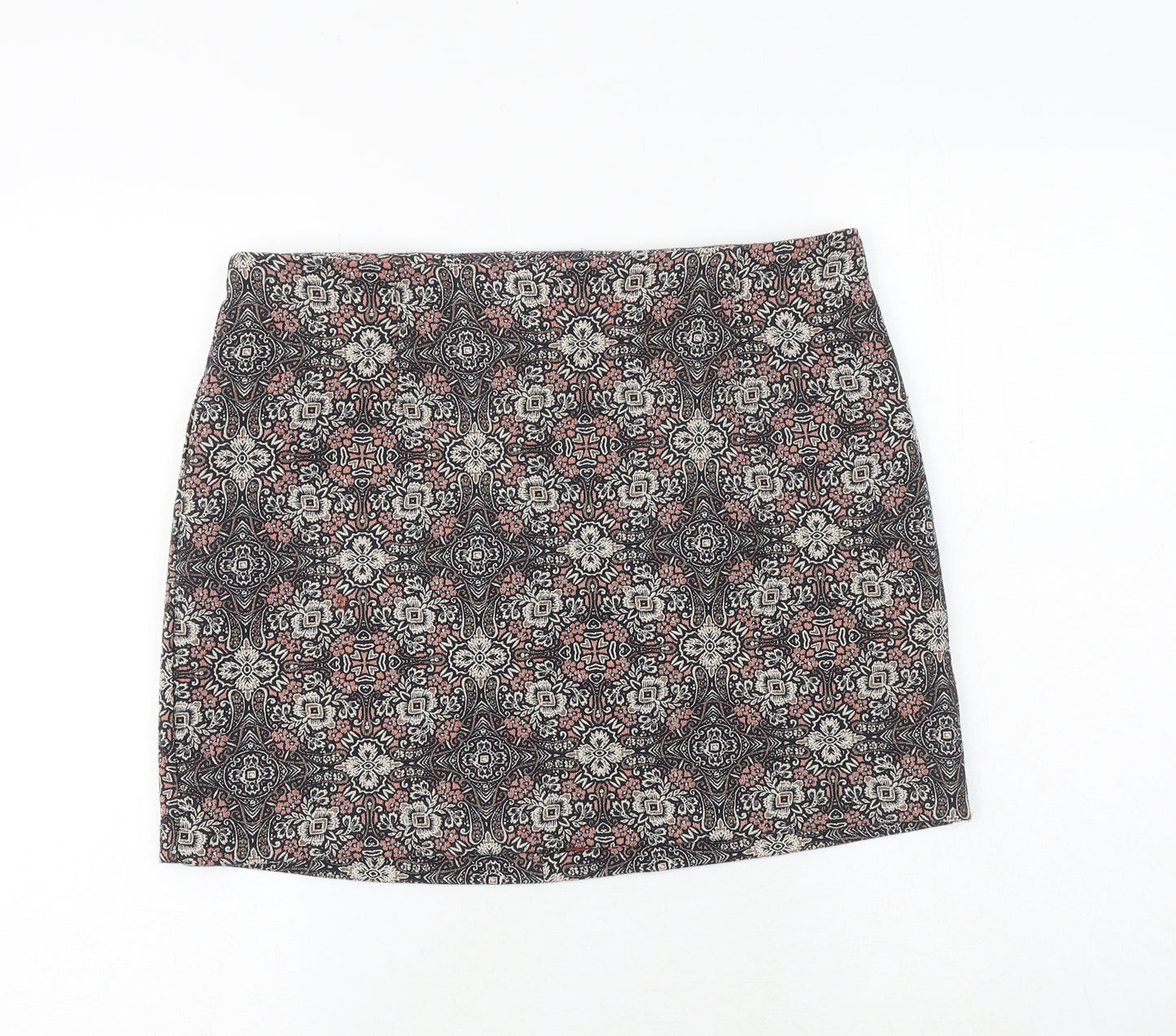 New Look Womens Black Geometric Polyester Mini Skirt Size 12 Zip