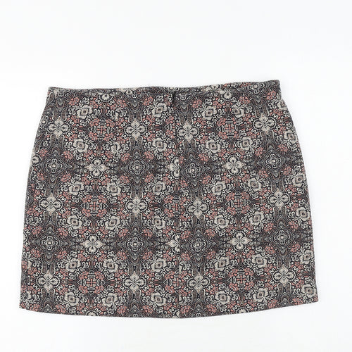 New Look Womens Black Geometric Polyester Mini Skirt Size 12 Zip