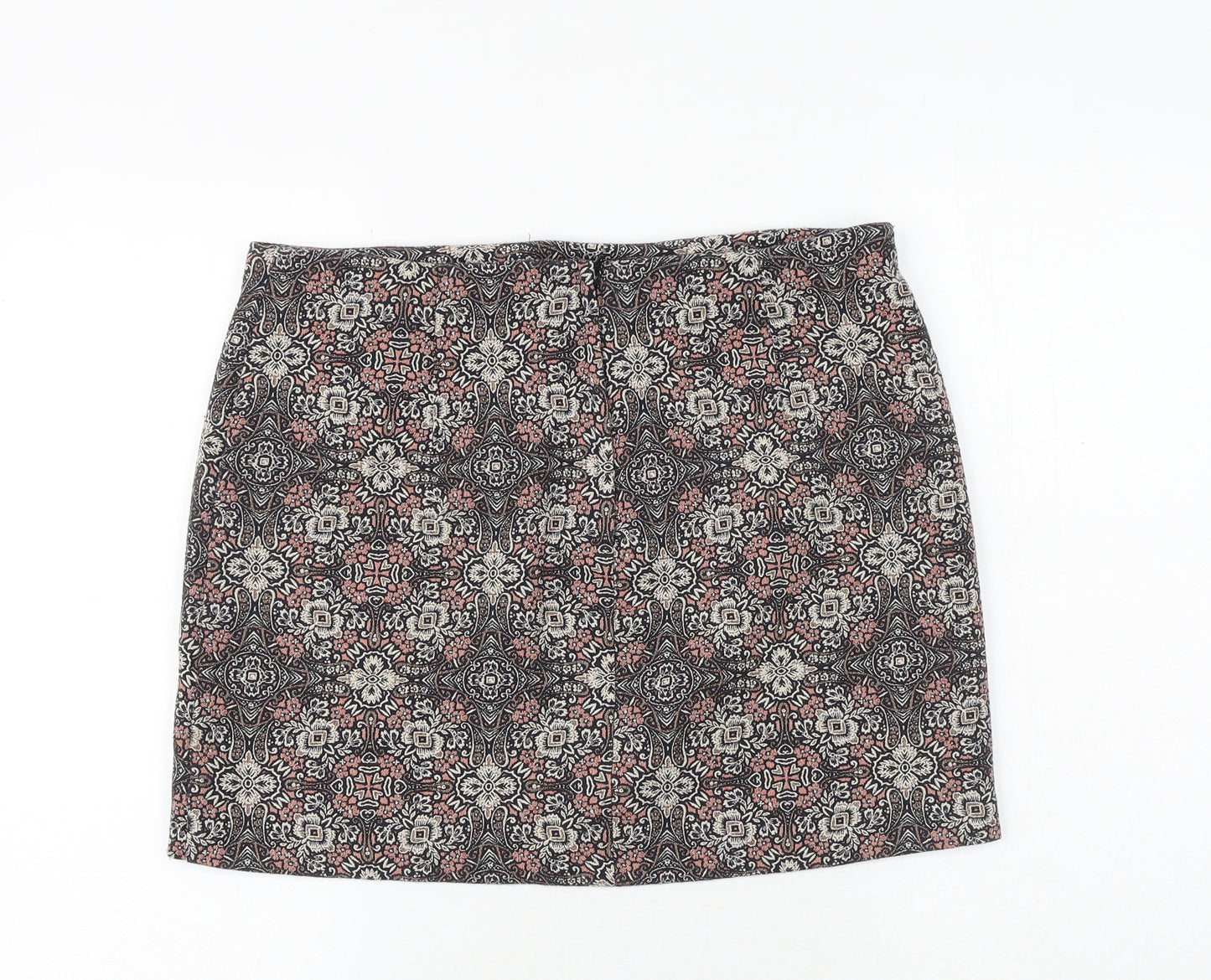 New Look Womens Black Geometric Polyester Mini Skirt Size 12 Zip