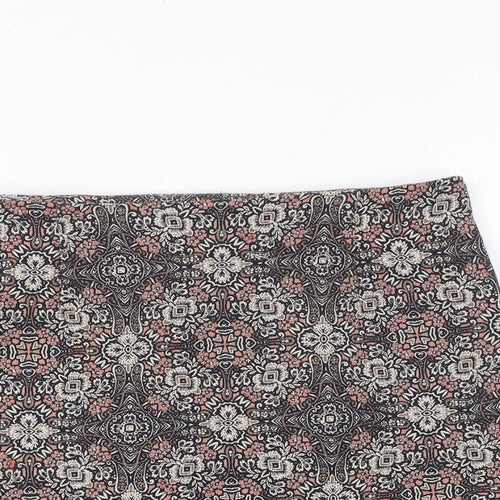 New Look Womens Black Geometric Polyester Mini Skirt Size 12 Zip