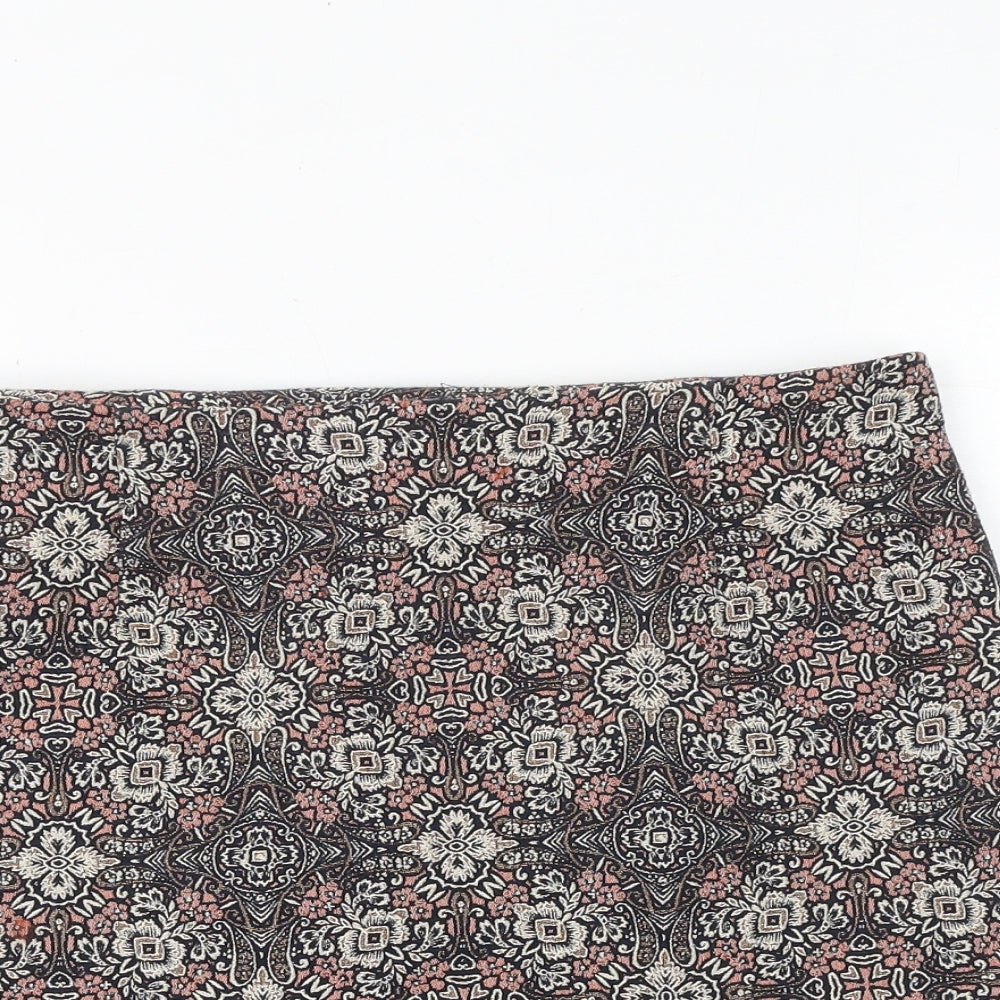 New Look Womens Black Geometric Polyester Mini Skirt Size 12 Zip