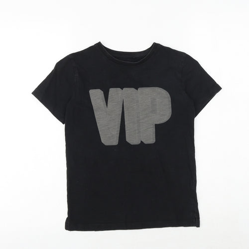 NEXT Boys Black 100% Cotton Basic T-Shirt Size 7 Years Round Neck Pullover - VIP
