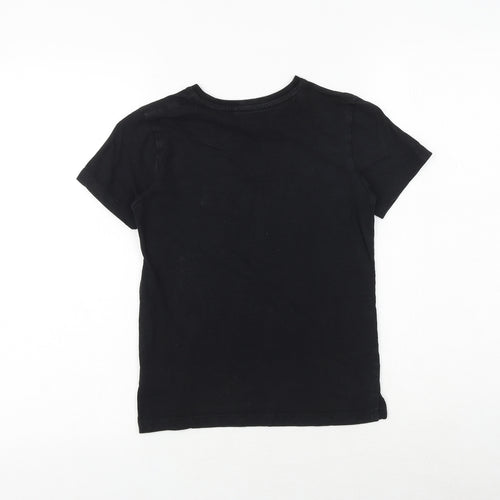 NEXT Boys Black 100% Cotton Basic T-Shirt Size 7 Years Round Neck Pullover - VIP