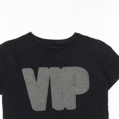 NEXT Boys Black 100% Cotton Basic T-Shirt Size 7 Years Round Neck Pullover - VIP