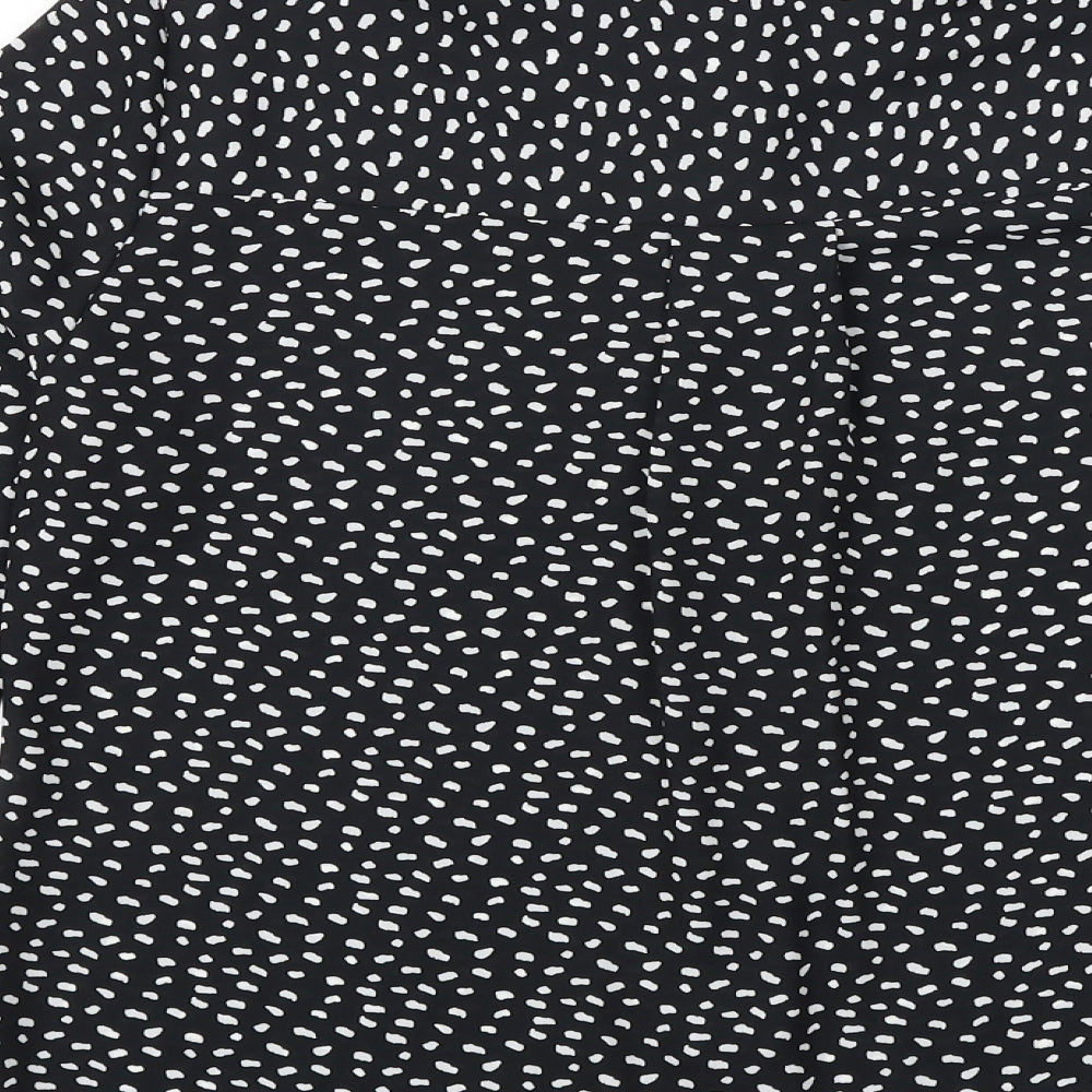 Marks and Spencer Womens Black Polka Dot Polyester Basic Button-Up Size 8 Collared