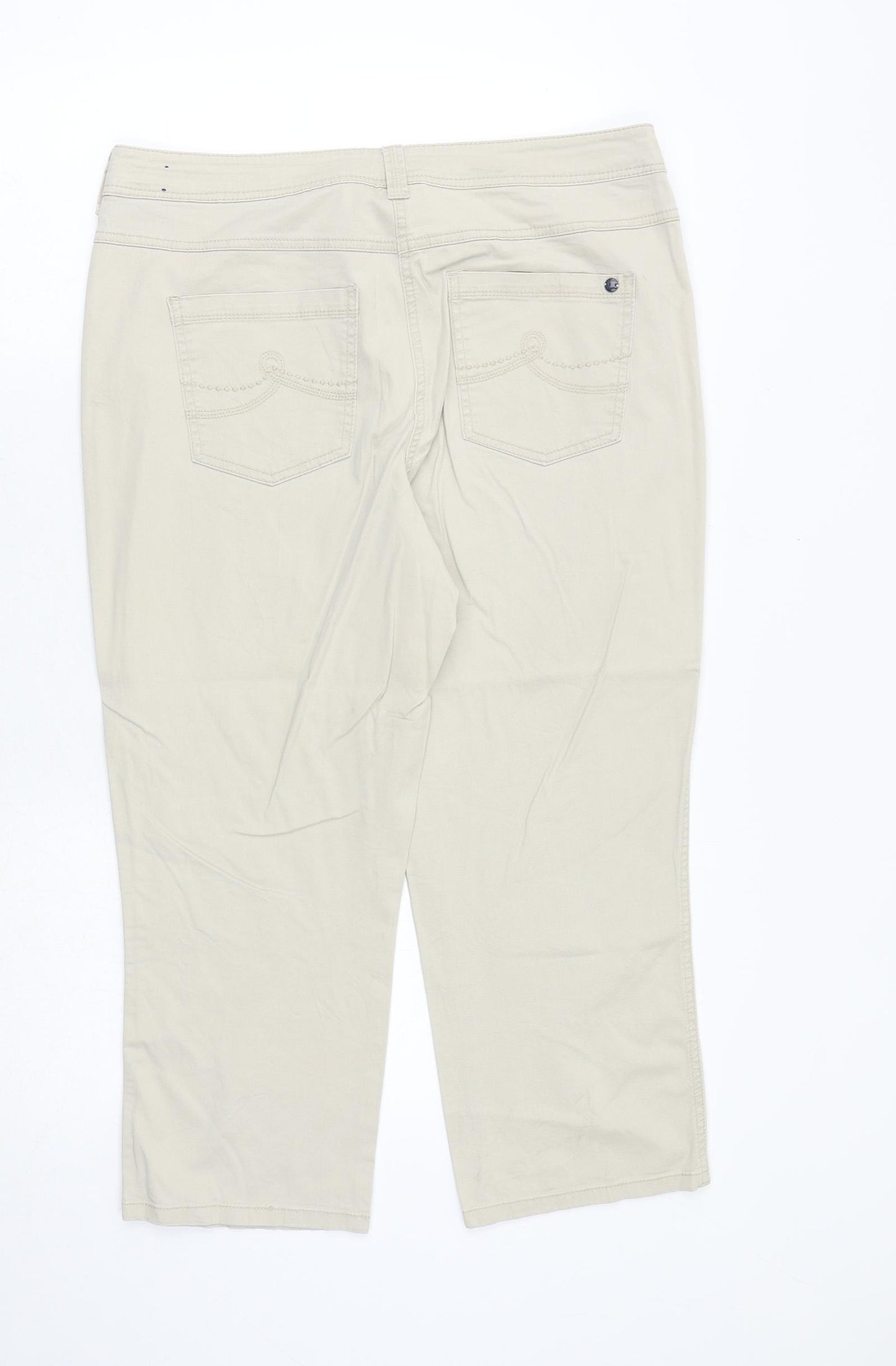 Cecil Womens Beige Polyester Cropped Trousers Size 34 in Regular Zip
