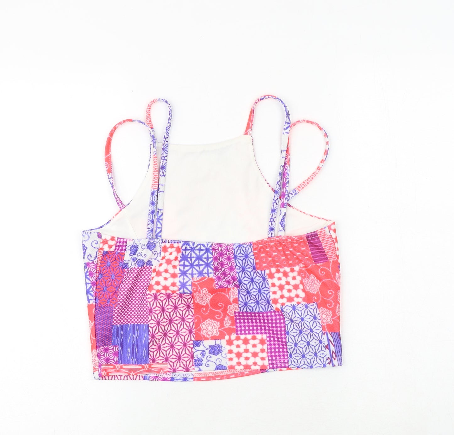 Missguided Womens Multicoloured Geometric Polyester Basic Tank Size 14 Round Neck