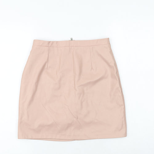 River Island Womens Pink Polyester A-Line Skirt Size 10 Zip
