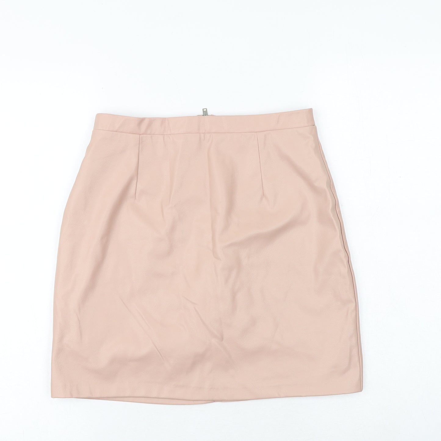 River Island Womens Pink Polyester A-Line Skirt Size 10 Zip