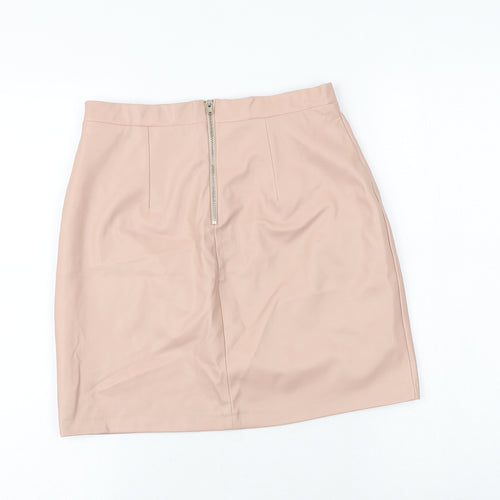 River Island Womens Pink Polyester A-Line Skirt Size 10 Zip