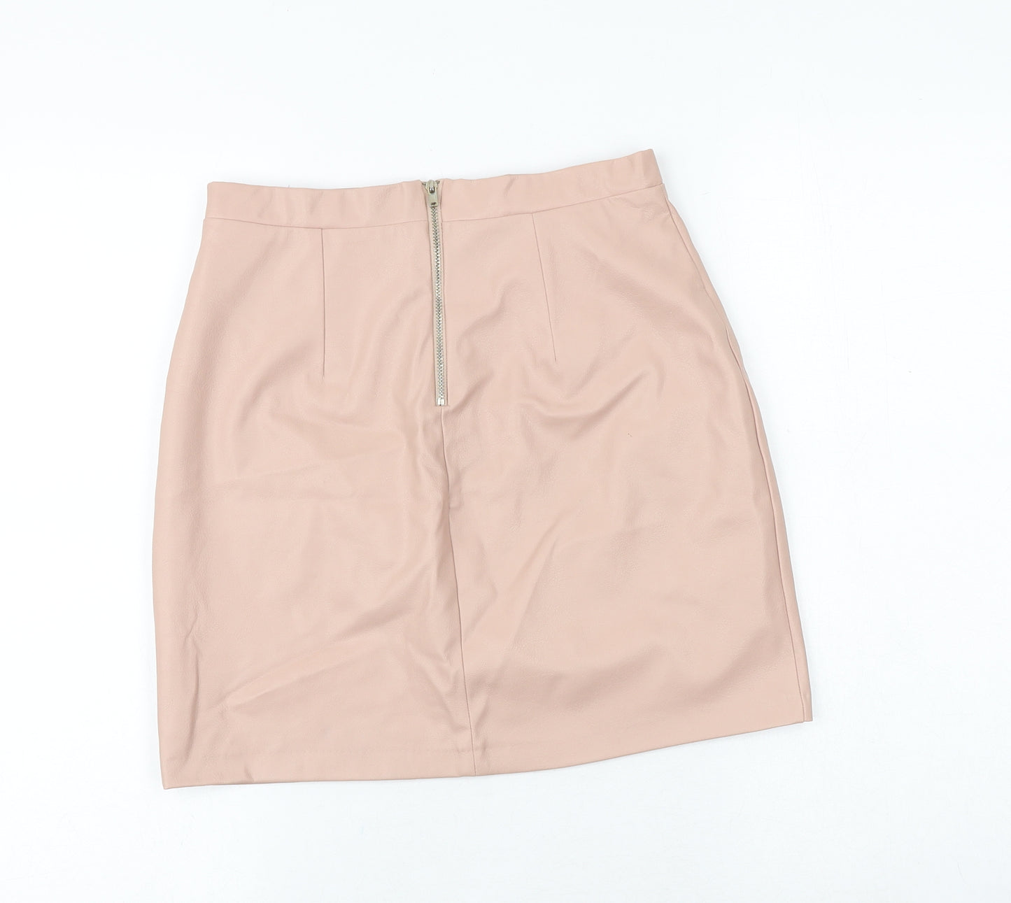 River Island Womens Pink Polyester A-Line Skirt Size 10 Zip