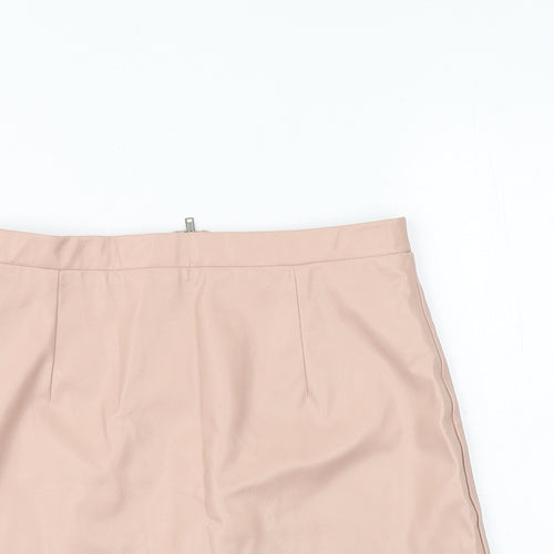 River Island Womens Pink Polyester A-Line Skirt Size 10 Zip
