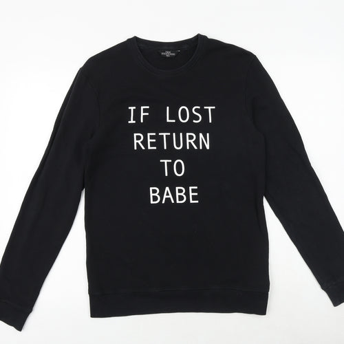 NEXT Mens Black Chlorofibre Pullover Sweatshirt Size S - If Lost Return To Babe