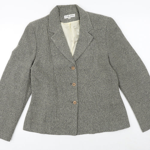 Husen Moda Womens Brown Geometric Jacket Blazer Size 14 Button