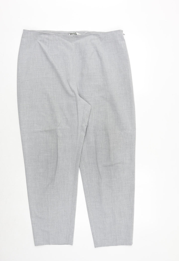 Marks and Spencer Womens Grey Polyester Carrot Trousers Size 18 Regular Zip