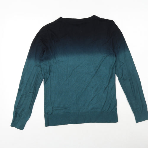 Planet Womens Green V-Neck Viscose Pullover Jumper Size S