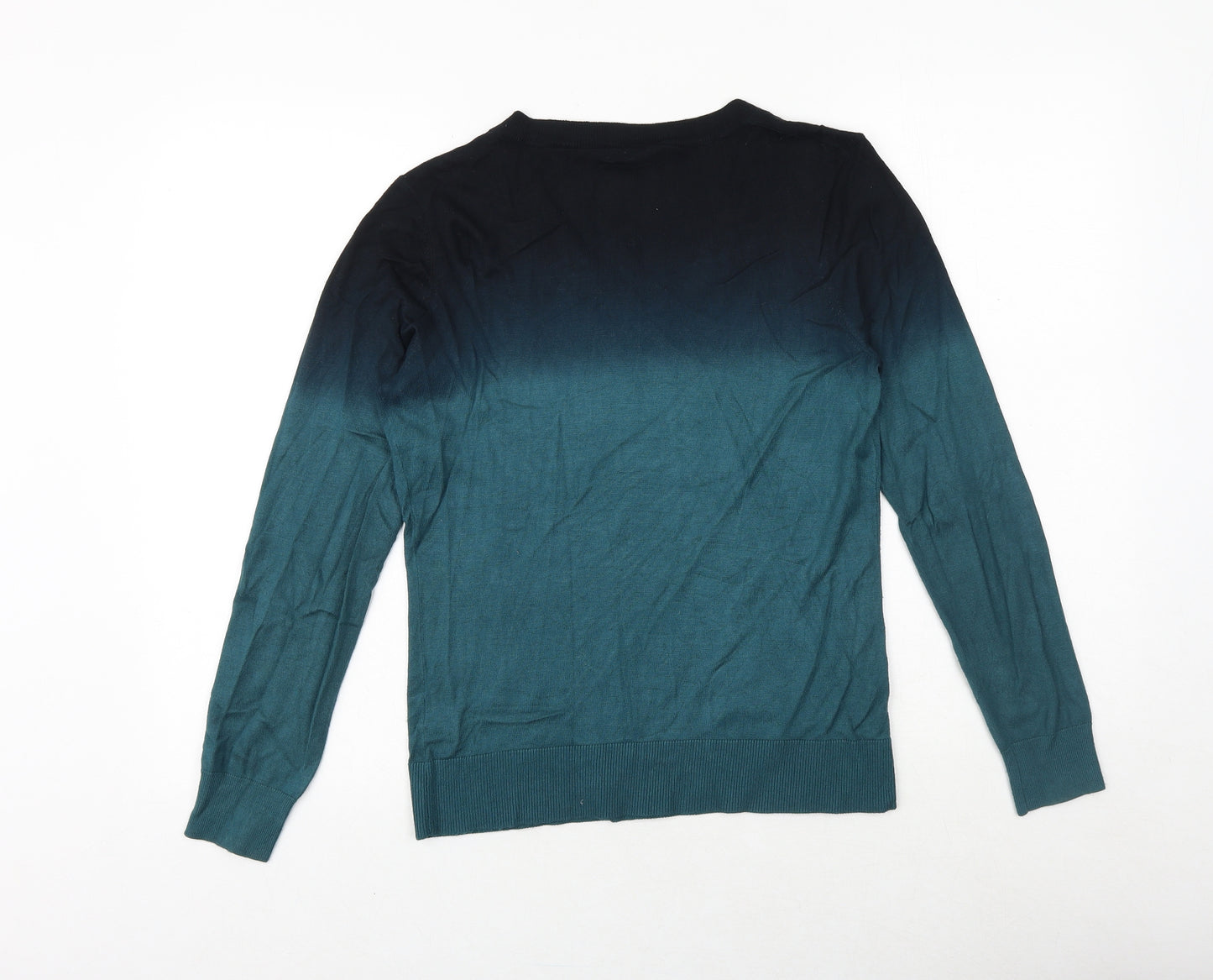 Planet Womens Green V-Neck Viscose Pullover Jumper Size S