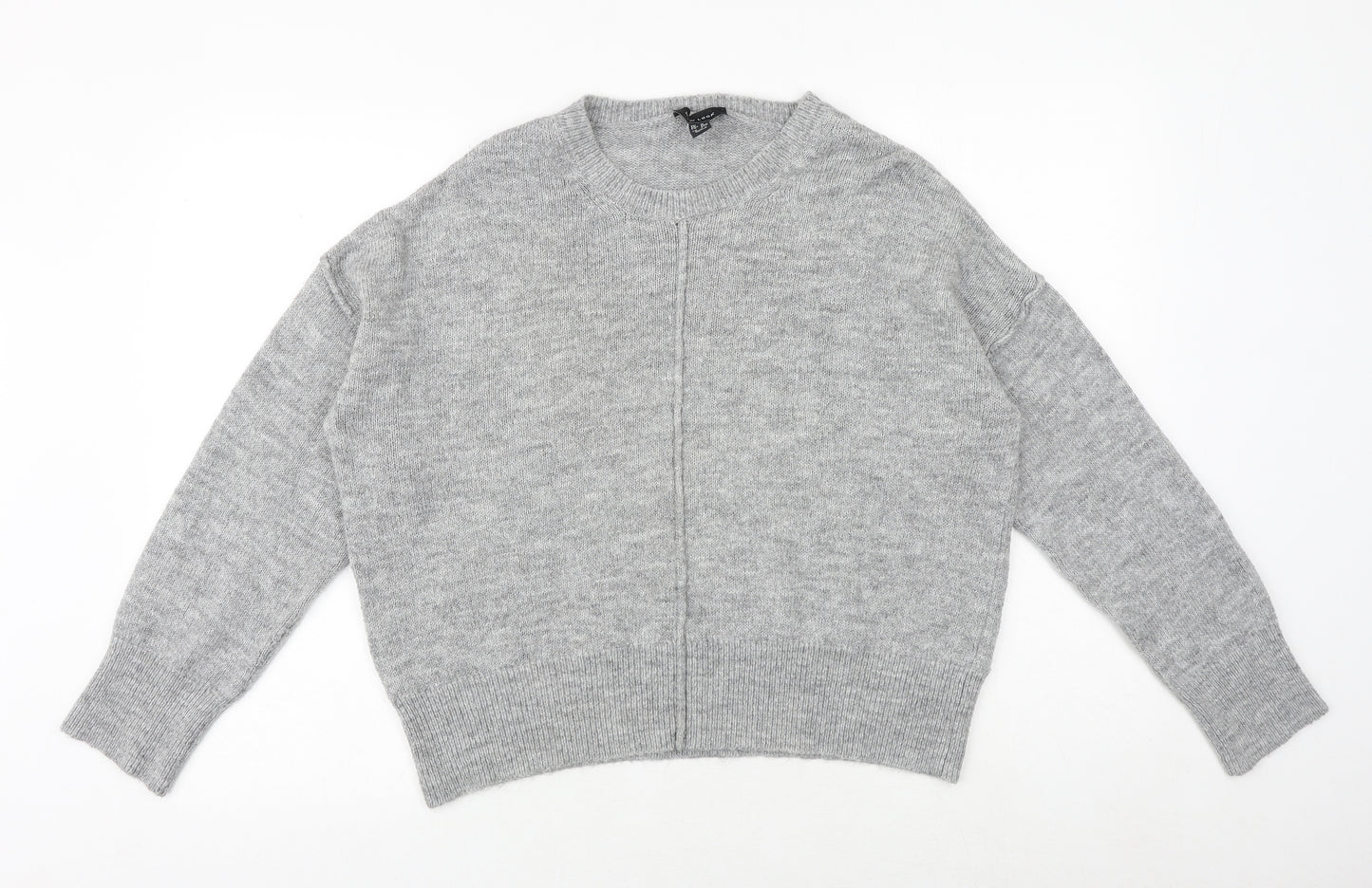 New Look Womens Grey Round Neck Acrylic Pullover Jumper Size M
