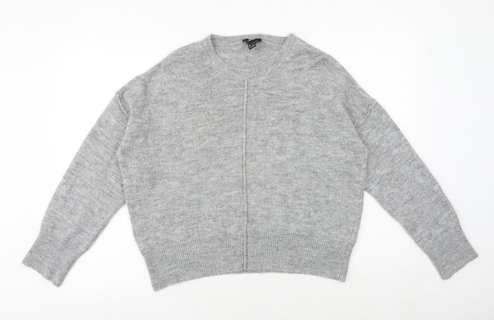 New Look Womens Grey Round Neck Acrylic Pullover Jumper Size M