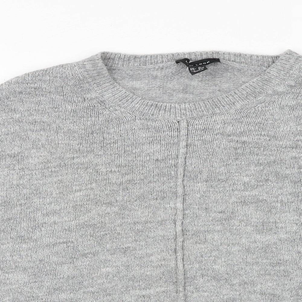 New Look Womens Grey Round Neck Acrylic Pullover Jumper Size M